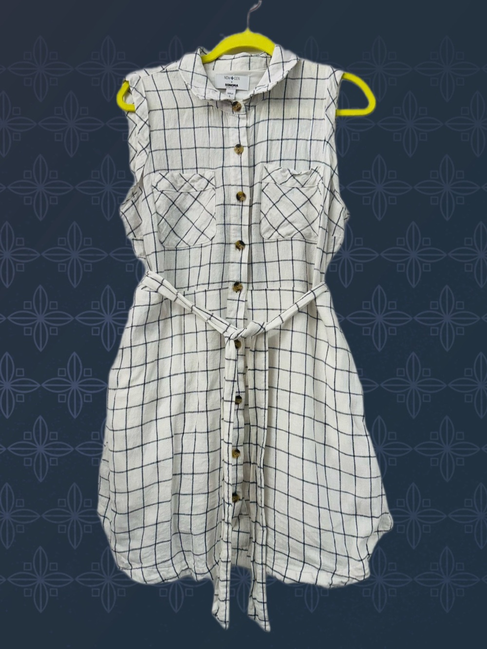 Sonoma Cotton Belted Dress with Pockets! Large